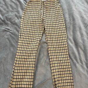 Urban Outfitters Plaid Boot Cut Pants - Black and Tan